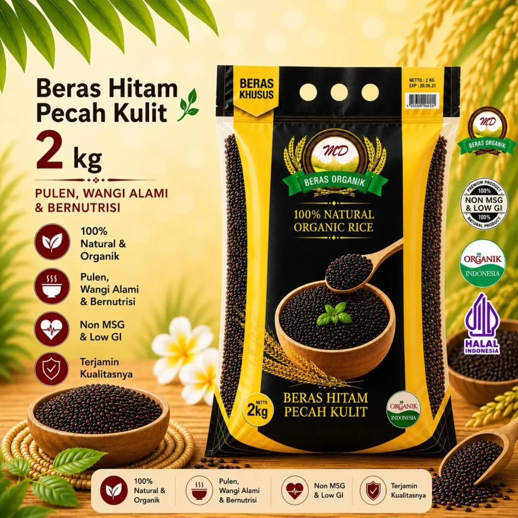 Beras Hitam 2kg (Pecah Kulit)