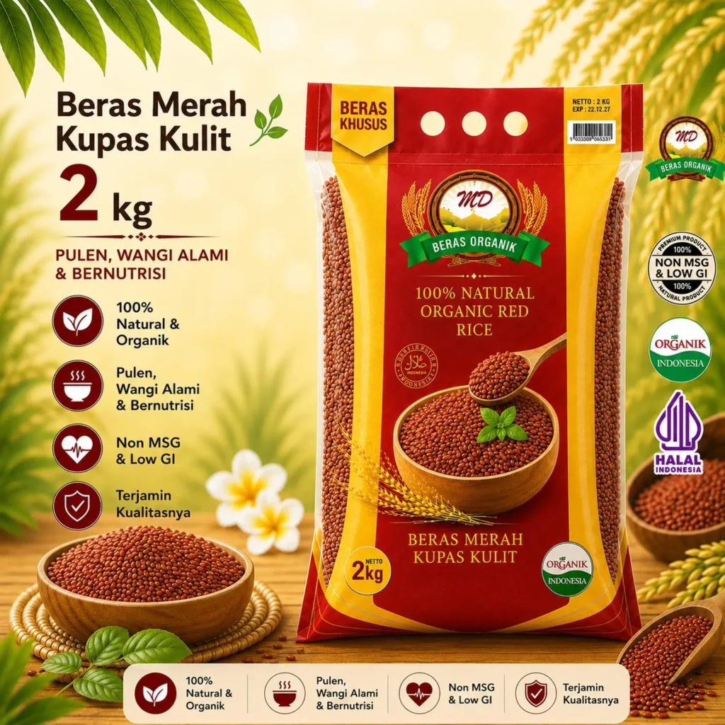 Beras Merah 2kg (Kupas Kulit)