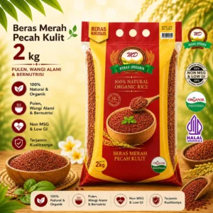 Beras Merah 2kg (Pecah Kulit)